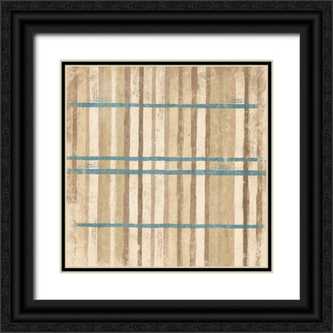 BLUE cream Stripes Black Ornate Wood Framed Art Print with Double Matting by Grey, Jace