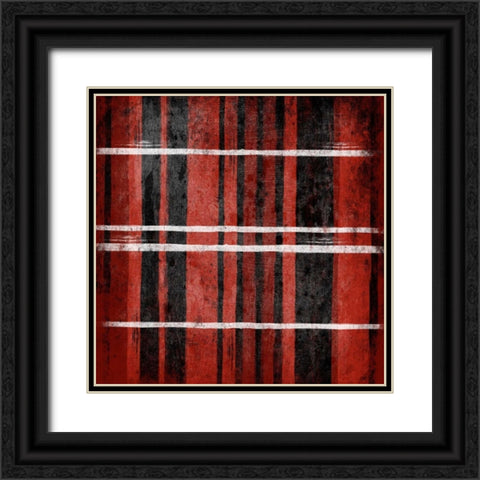 RED Stripes Black Ornate Wood Framed Art Print with Double Matting by Grey, Jace