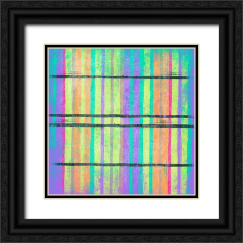 Glow Stripes Black Ornate Wood Framed Art Print with Double Matting by Grey, Jace