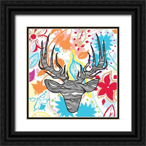 Flora  DEER 2 Black Ornate Wood Framed Art Print with Double Matting by Grey, Jace