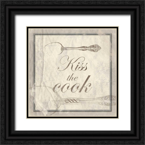 kiss the cook Black Ornate Wood Framed Art Print with Double Matting by Grey, Jace