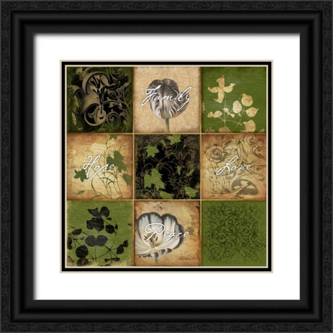 9 patch freen floral 2-2 Black Ornate Wood Framed Art Print with Double Matting by Grey, Jace