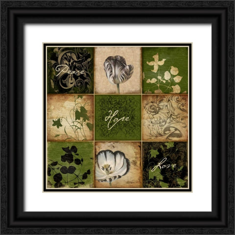 9patch floral2 Black Ornate Wood Framed Art Print with Double Matting by Grey, Jace