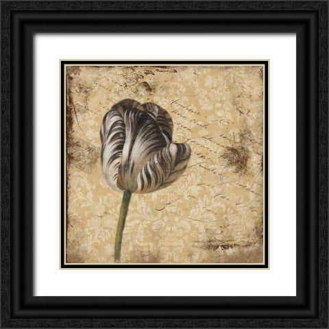 flower1 Black Ornate Wood Framed Art Print with Double Matting by Grey, Jace