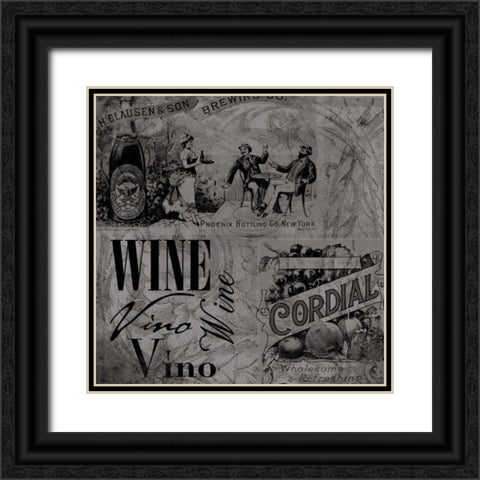 Wine labels1 Black Ornate Wood Framed Art Print with Double Matting by Grey, Jace
