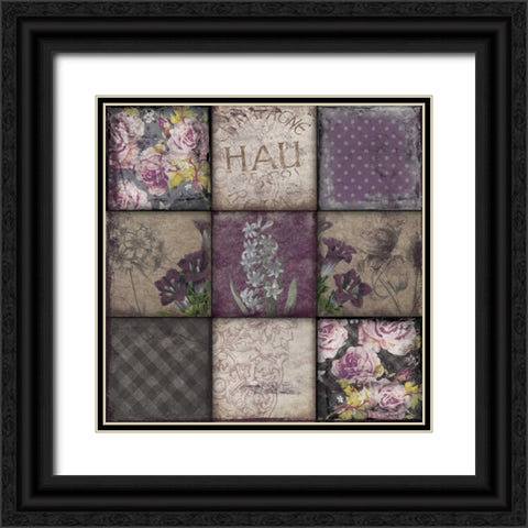 Floral 9patch2 Black Ornate Wood Framed Art Print with Double Matting by Grey, Jace