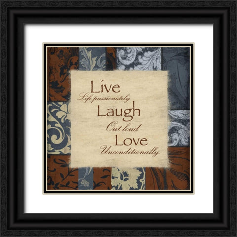 Live laugh love Black Ornate Wood Framed Art Print with Double Matting by Grey, Jace