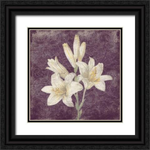 Purple Flower Black Ornate Wood Framed Art Print with Double Matting by Grey, Jace