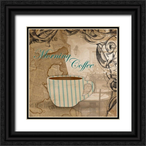 Morning coffee Black Ornate Wood Framed Art Print with Double Matting by Grey, Jace