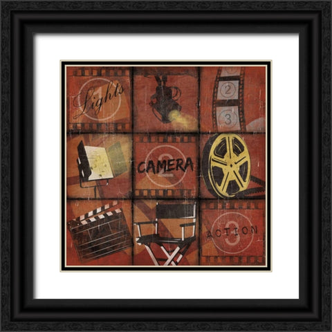 Cinema 9patch red Black Ornate Wood Framed Art Print with Double Matting by Grey, Jace