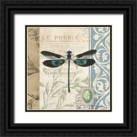 CART dragonfly Black Ornate Wood Framed Art Print with Double Matting by Grey, Jace