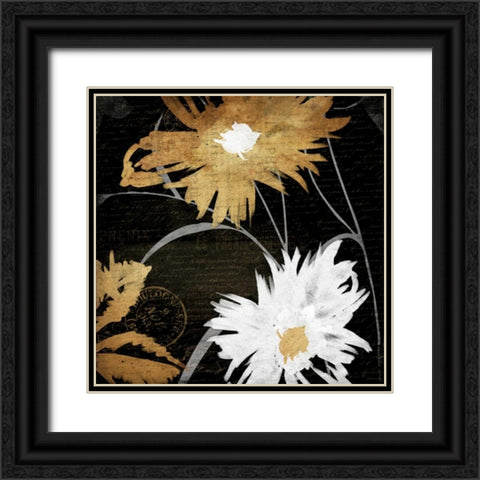 Gold Florals 2 Black Ornate Wood Framed Art Print with Double Matting by Grey, Jace