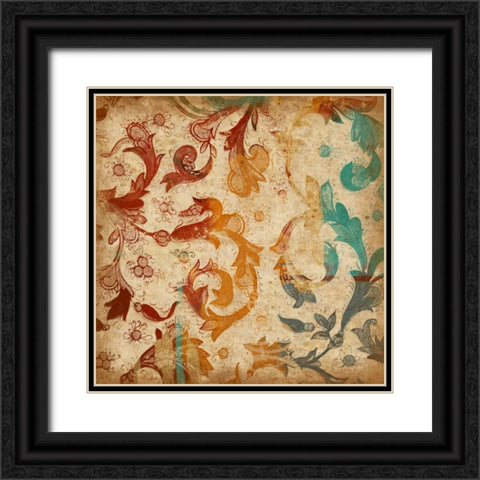 Abstract Florals Mate Black Ornate Wood Framed Art Print with Double Matting by Grey, Jace