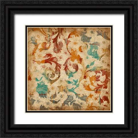 Abstract Florals 2 Mate Black Ornate Wood Framed Art Print with Double Matting by Grey, Jace