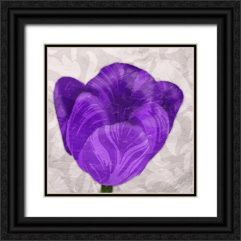 Single Floral Mate Black Ornate Wood Framed Art Print with Double Matting by Grey, Jace