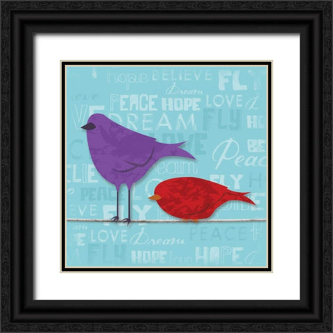 Birds on a line 2 Black Ornate Wood Framed Art Print with Double Matting by Grey, Jace