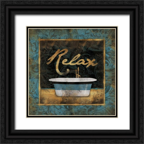 Relax Bordered Blue Black Ornate Wood Framed Art Print with Double Matting by Grey, Jace