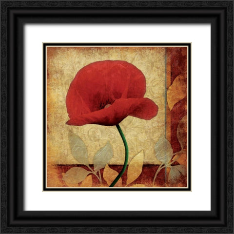 Poppies Patch Bright Black Ornate Wood Framed Art Print with Double Matting by Grey, Jace