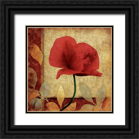 Poppies Patch Mate Bright Black Ornate Wood Framed Art Print with Double Matting by Grey, Jace