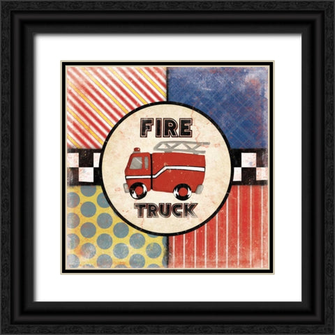 Fire Truck Black Ornate Wood Framed Art Print with Double Matting by Grey, Jace