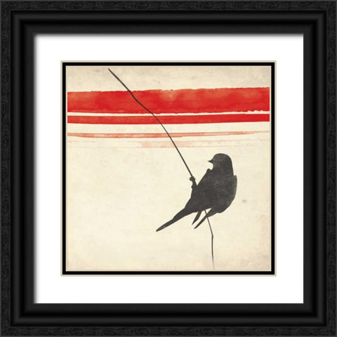 Simple Bird Black Ornate Wood Framed Art Print with Double Matting by Grey, Jace