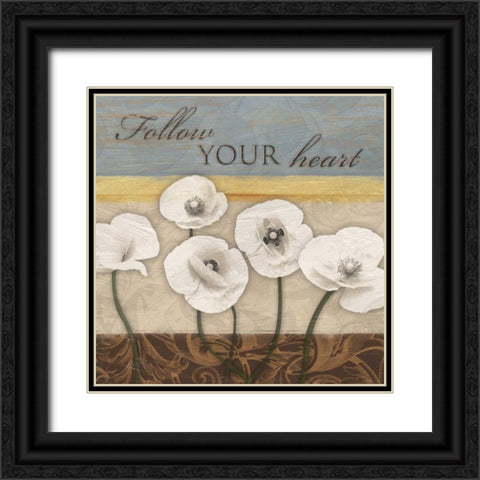 White Poppies Black Ornate Wood Framed Art Print with Double Matting by Grey, Jace