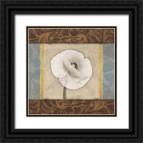 White Poppy 1 Black Ornate Wood Framed Art Print with Double Matting by Grey, Jace