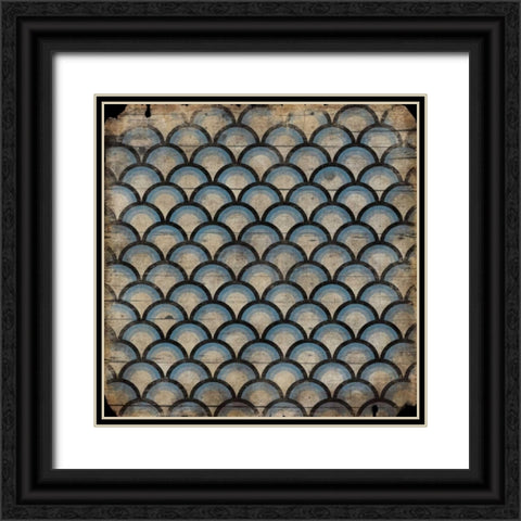 Blue pattern Black Ornate Wood Framed Art Print with Double Matting by Grey, Jace