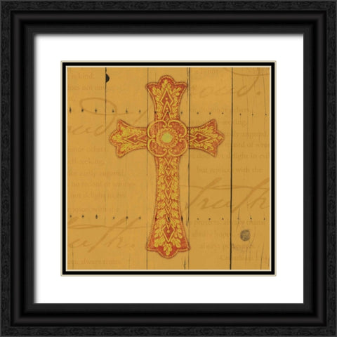 Wood Cross 2 Black Ornate Wood Framed Art Print with Double Matting by Grey, Jace