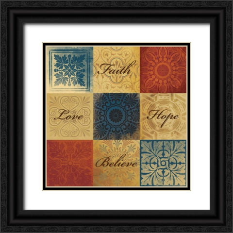 Patterned 9 patch Black Ornate Wood Framed Art Print with Double Matting by Grey, Jace