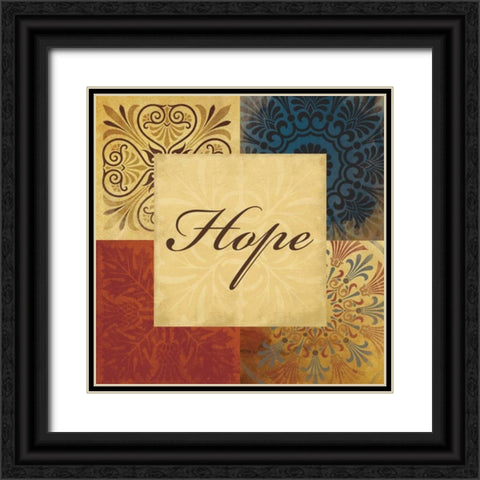 Hope 4 patch Black Ornate Wood Framed Art Print with Double Matting by Grey, Jace