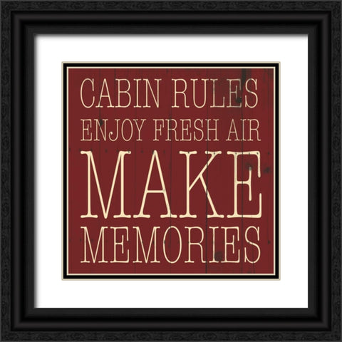 Cabin Rules Enjoy Black Ornate Wood Framed Art Print with Double Matting by Grey, Jace