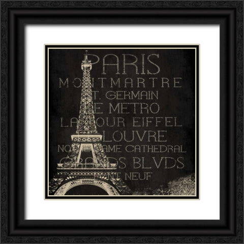 Paris Type Black Ornate Wood Framed Art Print with Double Matting by Grey, Jace