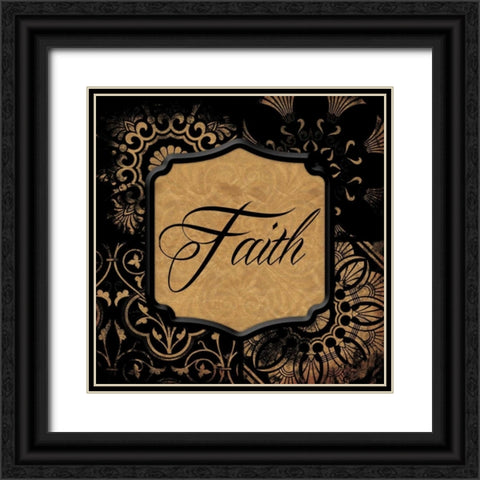 Black gold faith Black Ornate Wood Framed Art Print with Double Matting by Grey, Jace