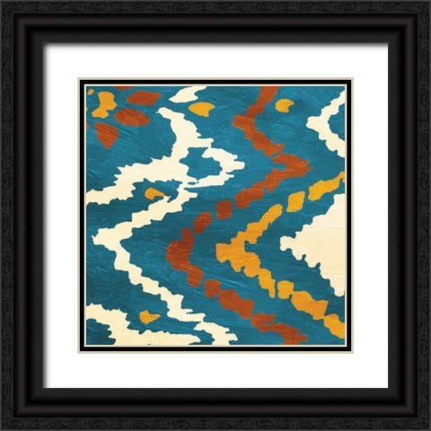 IKAT pattern Black Ornate Wood Framed Art Print with Double Matting by Grey, Jace
