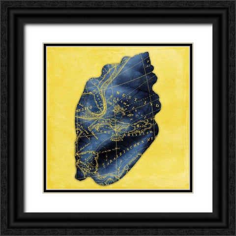 Map Shell Y Indigo Black Ornate Wood Framed Art Print with Double Matting by Grey, Jace