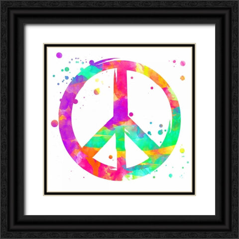 Rainbow Peace Black Ornate Wood Framed Art Print with Double Matting by Grey, Jace