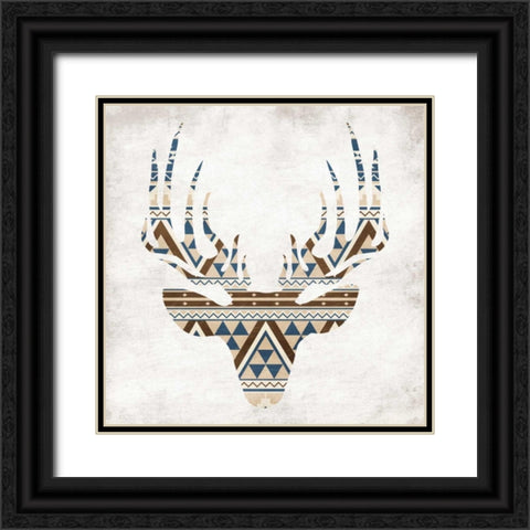 Aztec Deer No Background Black Ornate Wood Framed Art Print with Double Matting by Grey, Jace