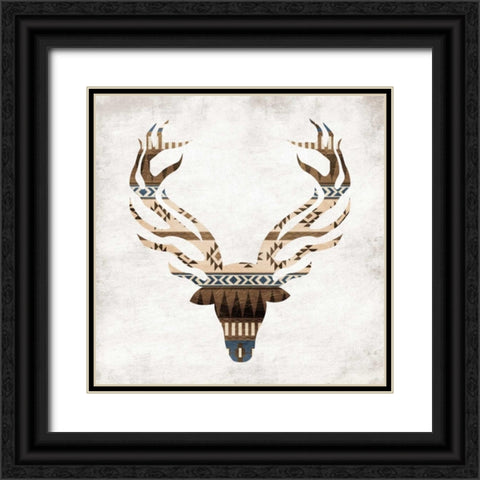 Aztec Deer Mate Black Ornate Wood Framed Art Print with Double Matting by Grey, Jace