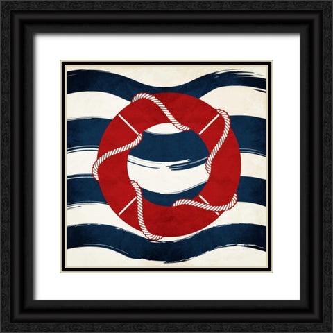 Lifesaver Waves Black Ornate Wood Framed Art Print with Double Matting by Grey, Jace