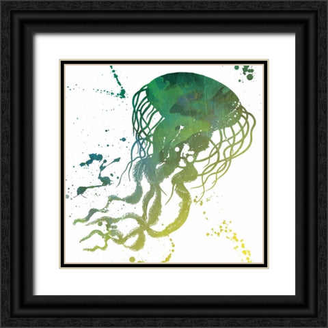 Jellyfish Splatter Black Ornate Wood Framed Art Print with Double Matting by Grey, Jace