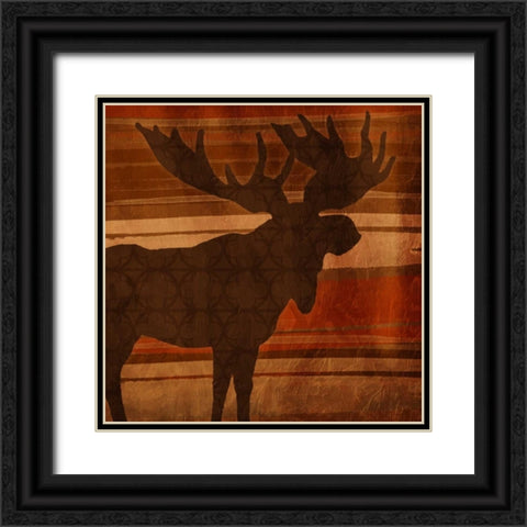 Moose Stripes Mate Black Ornate Wood Framed Art Print with Double Matting by Grey, Jace