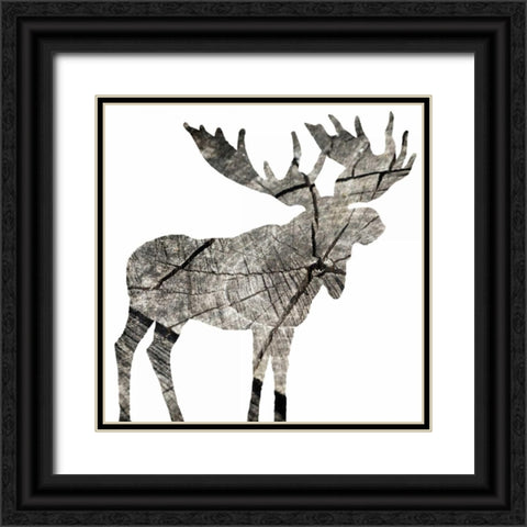 Wood Moose White Black Ornate Wood Framed Art Print with Double Matting by Grey, Jace