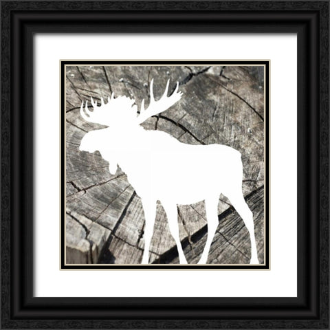 Wood Moose Reverse Mate Black Ornate Wood Framed Art Print with Double Matting by Grey, Jace