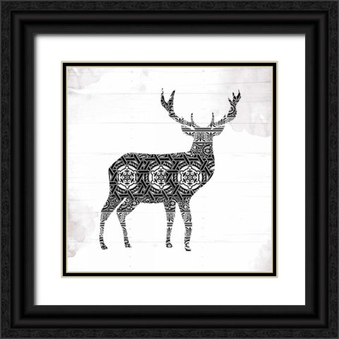 Deer Patterns Black Ornate Wood Framed Art Print with Double Matting by Grey, Jace