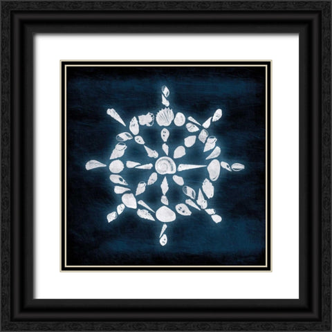 Shell Wheel Deeper Blue Black Ornate Wood Framed Art Print with Double Matting by Grey, Jace