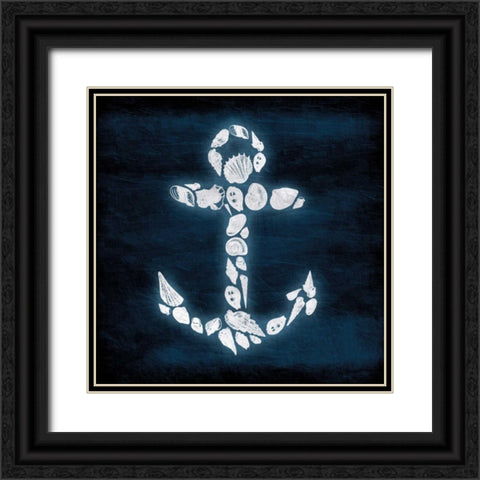 Shell Anchor Deeper Blue Black Ornate Wood Framed Art Print with Double Matting by Grey, Jace
