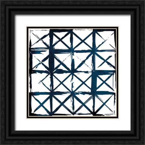 Box Blue Lines Black Ornate Wood Framed Art Print with Double Matting by Grey, Jace