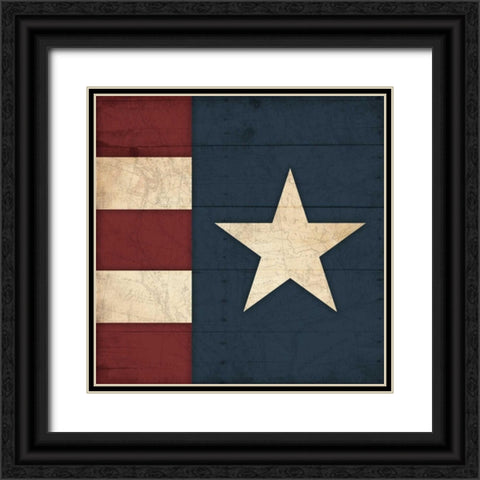 Star And Stripes Black Ornate Wood Framed Art Print with Double Matting by Grey, Jace