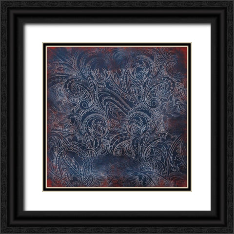 Patriotic Paisley Black Ornate Wood Framed Art Print with Double Matting by Grey, Jace